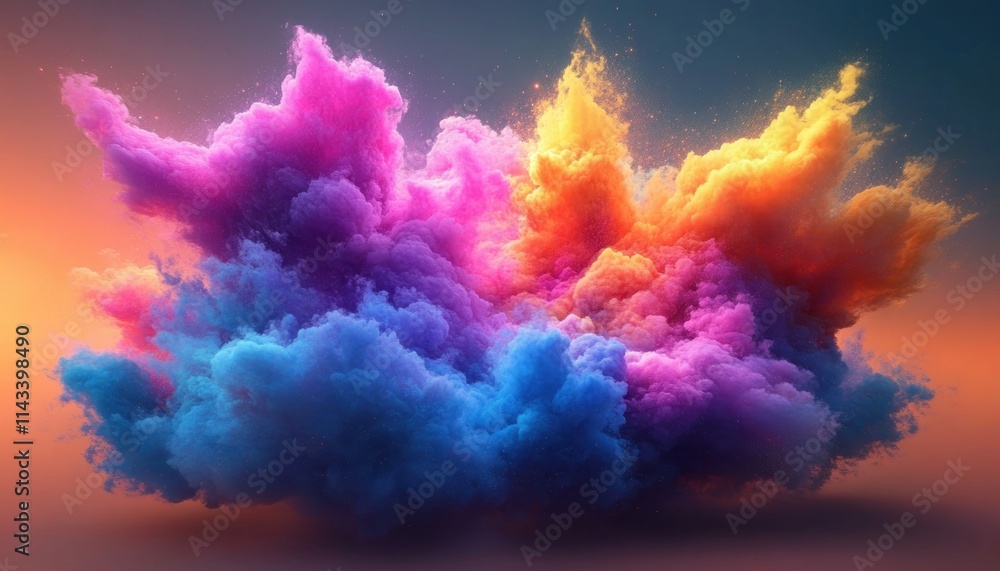 Poster vibrant color explosion abstract design with surreal swirls and dynamic motion