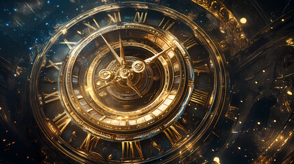 Obraz premium Timekeeping odyssey: ancient, mythical, talisman, clock, fantastical. Chronos. Illustration