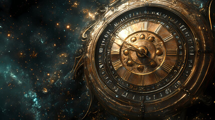 Timekeeping odyssey: ancient, mythical, talisman, clock, fantastical. Chronos. Illustration