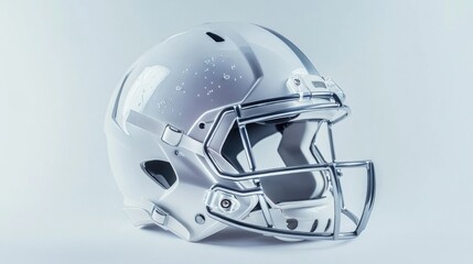 Fototapeta premium A clean, professional look at a football helmet, set against a white background, featuring the protective elements, shiny surface, and overall structure for enhanced safety.