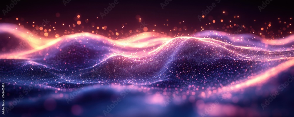 Poster Digital Futuristic Abstract Background for Technology Data AI Graphics Waves Flowing Energy Connection