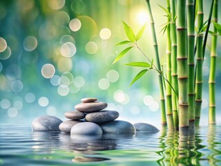 Serene Spa Background: Bamboo, Stones, Water, Bokeh, Relaxation, Wellness, Zen Garden, Peaceful, Tranquility, Asian Spa, Spa Therapy,  Nature, Calm,  Meditation,  Rejuvenation