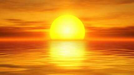 Obraz premium Serene Sunset Over Calm Ocean Waves with Golden Sky Reflection