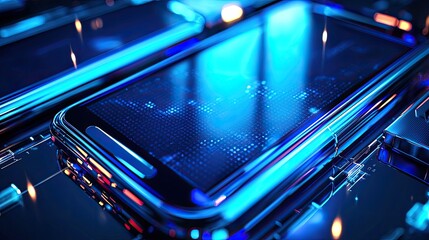 A dynamic banner for a tech gadget release, emphasizing blue and silver tones, with futuristic visuals of electronic devices and a sleek modern font for the title.