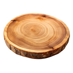 wood slice serving board isolated on white background as transparent. PNG.AI GENERATED