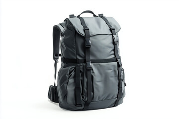 Fototapeta premium Selective focus big backpack for travel isolated on white background, Backpack for backpacker on white, Exploring backpack for outdoor activity.