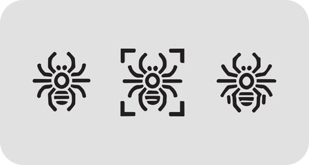 Black insect spider silhouette, isolated gray background. Scary spider icon, Spider Illustration Vector Illustration Black and White