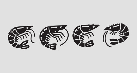 Shrimp cocktail drawing on a black background. seafood for a party or dinner at a restaurant serving food from the sea. Vector shrimp icon. Flat illustration of shrimp isolated on white background.