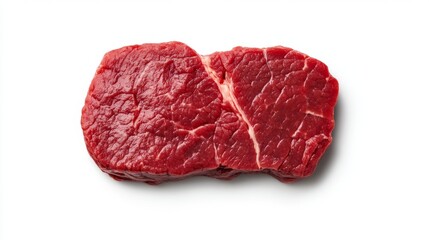 Fototapeta premium Fresh Beef Portion with Juicy Texture and Nutritional Label, White Background