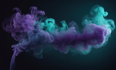 Abstract Swirls of Turquoise and Purple Smoke: A mesmerizing blend of turquoise and purple smoke swirls, evoking a sense of mystery and ethereal beauty against a dark background.