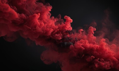 Obraz premium Red Smoke Swirls On Black: A dramatic, abstract image of red smoke swirling on a black background, evoking feelings of passion, energy, and intensity. Perfect for design projects, album covers.
