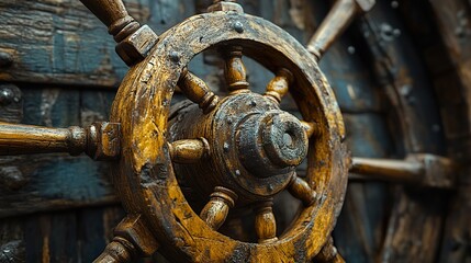 Antique Ship's Wooden Wheel: A Vintage Nautical Treasure