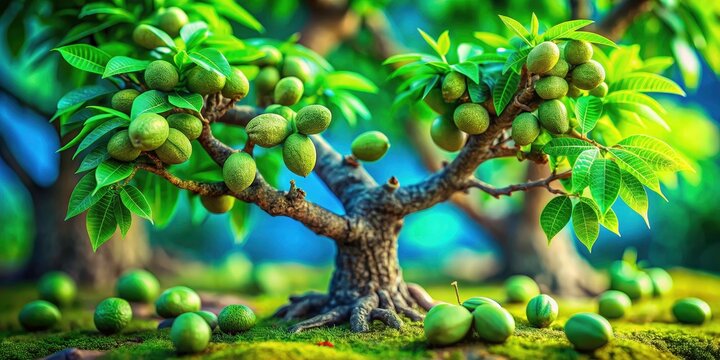 Tilt-Shift Miniature Bulu Bedda Nut Tree: Terminalia bellirica Baheda Thripala - Stunning Close-up Photography