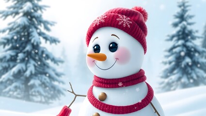 Fototapeta premium Cute Snowman Winter Wonderland Christmas Holiday