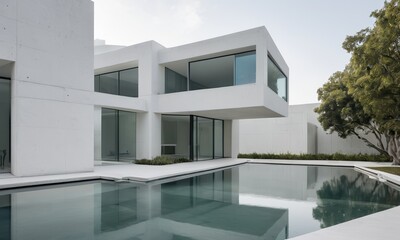 Modern Minimalist Villa with Pool: A sleek, contemporary home with clean lines and a minimalist aesthetic, featuring a cantilevered design and a large infinity pool.