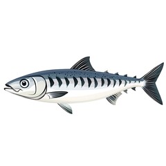 Obraz premium Illustration of a Striped Mackerel Fish Isolated on White Background.