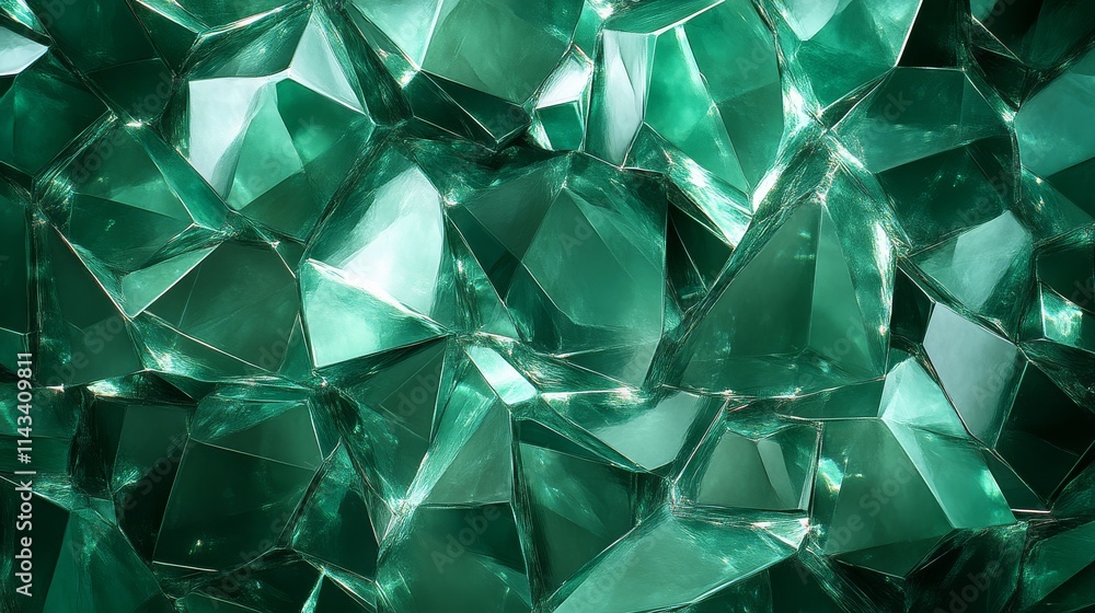 Poster a close-up of sparkling green crystals, showcasing intricate facets and vibrant color, creating a st
