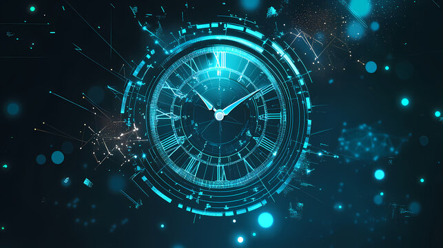 Chrono efficiency: symbolic clock design inspiring time management mastery. Chronos. Illustration