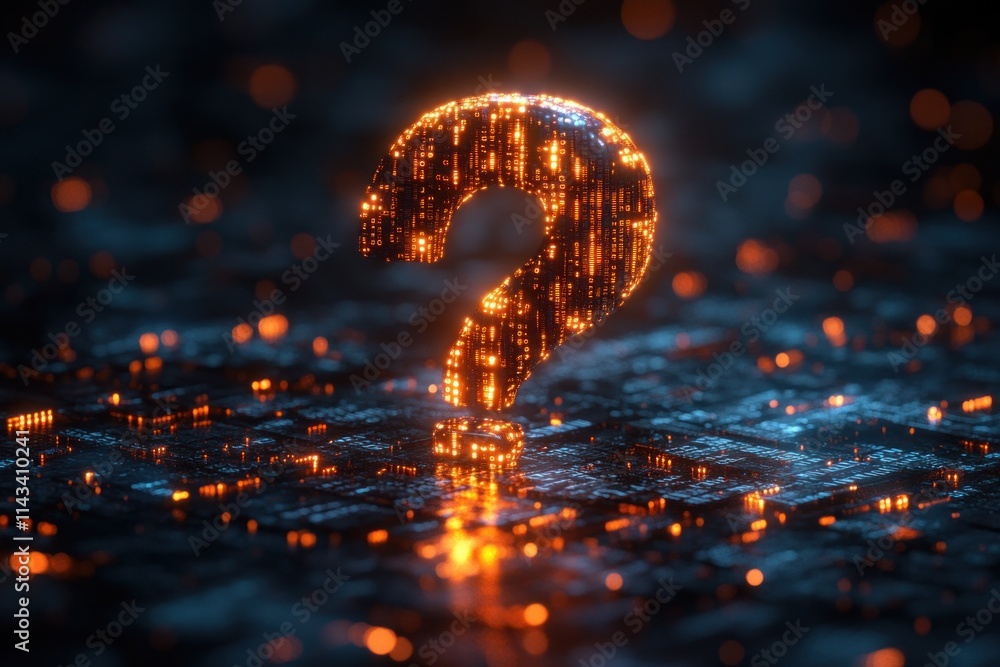 Leinwandbilder 3D Question Mark Digital Art Artificial Intelligence Binary Code Natural Language Processing Technology Systems