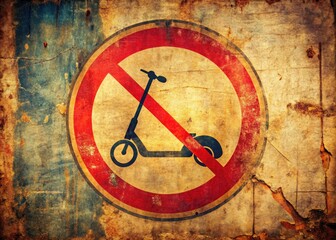 Vintage Prohibition Sign: No Scooters Allowed - Retro Style Photography