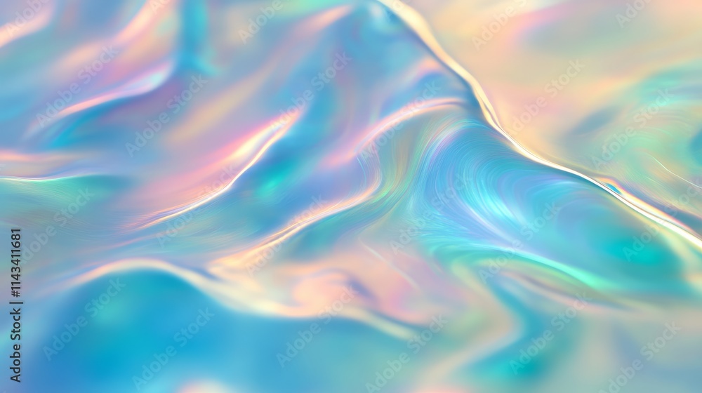 Aufkleber a close-up view of iridescent, wavy surface showcasing a blend of pastel colors, creating a mesmeriz