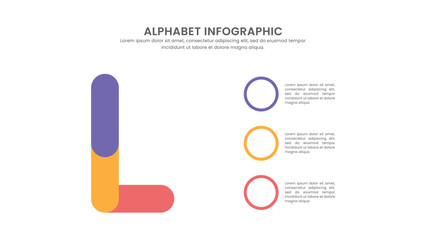 Modern letter L infographic with 3 options. Alphabet Infographic.