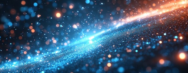 Dynamic Blue Light Beams Abstract Background Futuristic Digital Art