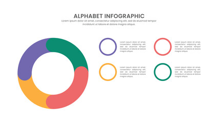 Modern letter O infographic with 4 options. Alphabet Infographic.