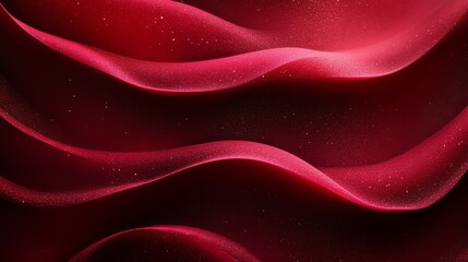 A close-up view of flowing red fabric, showcasing elegant waves and subtle sparkle, creating a rich, textured appearance.