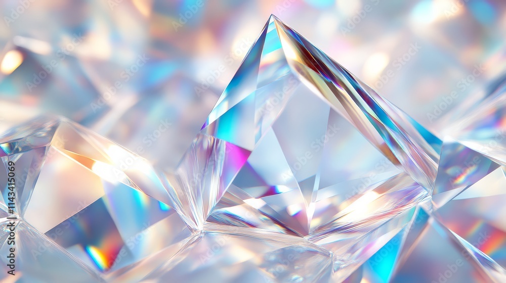 Poster a close-up view of sparkling diamonds displaying vibrant reflections and light interplay, showcasing