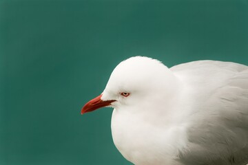 Seagull Portrait on Turquoise Background, Vibrant Bird Photography