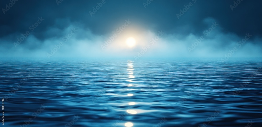 Poster blue gradient background soft bokeh texture effect glowing light dark abstract design
