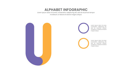 Modern letter U infographic with 2 options. Alphabet Infographic.