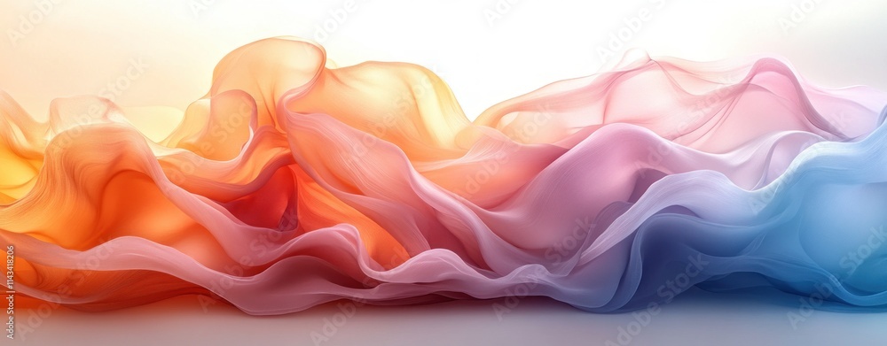 Poster pastel flowing abstract background with soft curves and gentle light