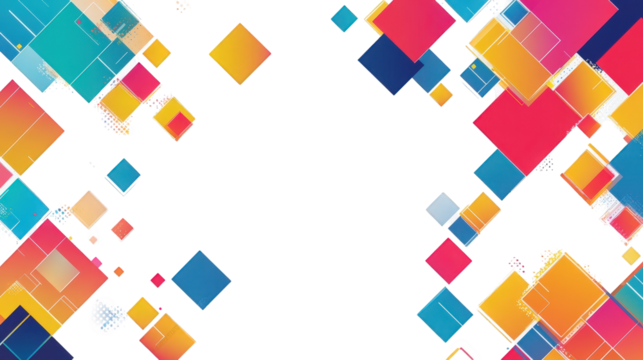 abstract geometric background with colorful squares and a white diagonal line