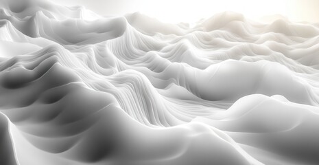 Obraz premium Minimalist Abstract White Curves Flowing Light Modern Digital Art Background