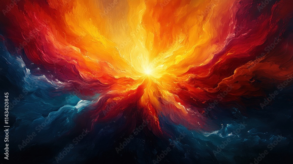 Poster vibrant explosion of colors abstract expressionism background dynamic brush strokes