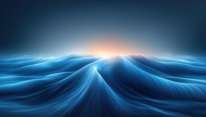 Abstract Serene Landscape Digital Art Flowing Waves Soft Blue Light Minimalist