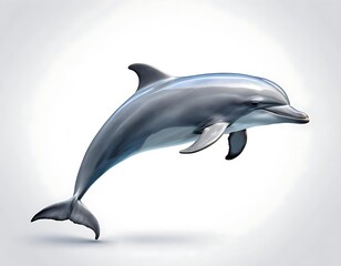 Obraz premium Realistic Dolphin Illustration: Graceful Side View on White Background. generated by ai. 
