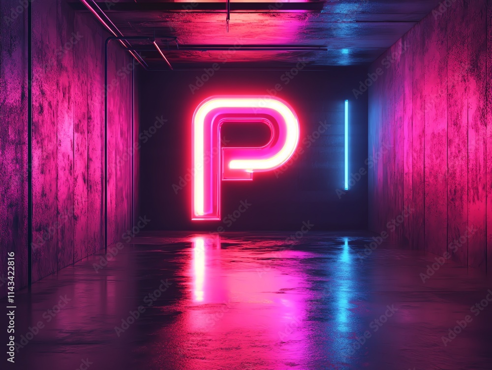 Aufkleber a dimly lit space featuring a neon 
