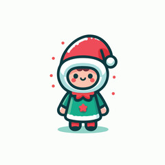 vector image of a small child wearing a Christmas costume