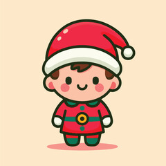 vector image of a small child wearing a Christmas costume