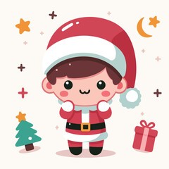 vector image of a small child wearing a Christmas costume