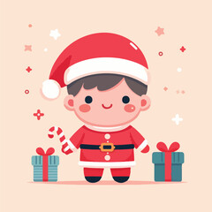 vector image of a small child wearing a Christmas costume