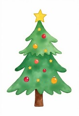 Fototapeta premium Festive Watercolor Christmas Tree Clipart: Bright, Hand-Painted Illustrations for Cheerful Holiday Decor 