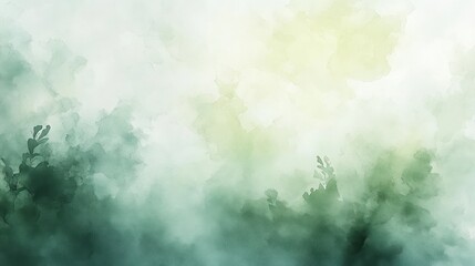 Soft Green White Watercolor Abstract Background Ethereal Atmosphere Gentle Hues Art Design