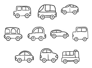 set of hand drawn transport car 