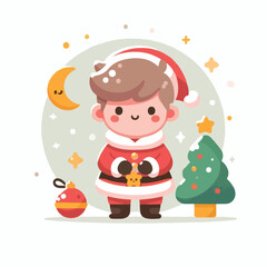 vector image of a small child wearing a Christmas costume