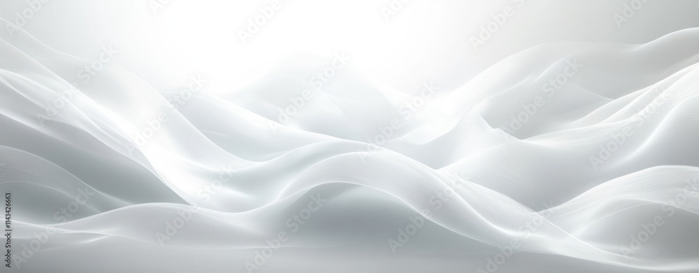 Poster abstract smooth white waves minimalist high-key lighting soft shadows ethereal background design