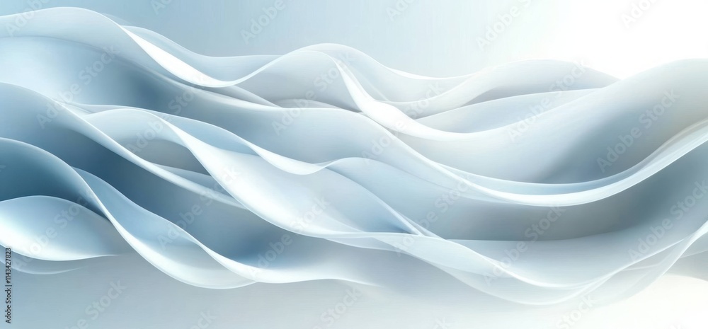Poster minimal abstract white wave background with smooth curves and gentle lighting